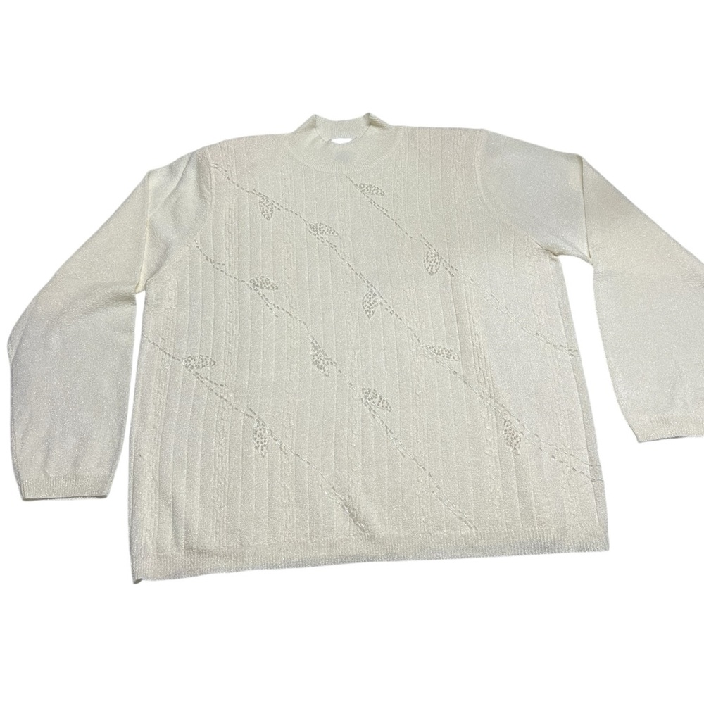 Alfred Dunner - Women’s Beaded Metallic Cable Knit Sweater Sz. XL